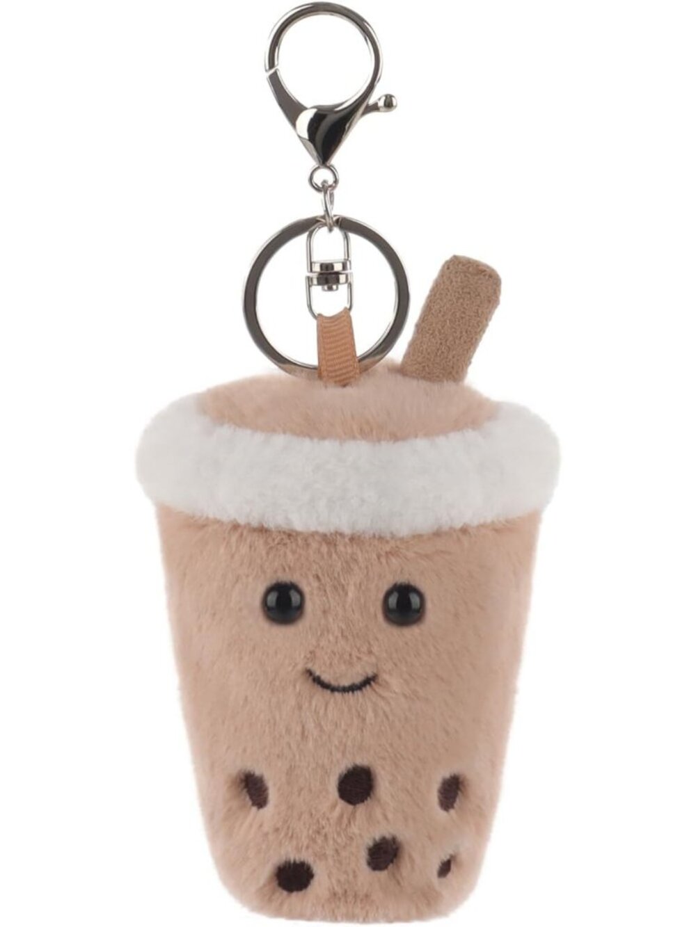 Cute Apricot Lamb Milk Tea Plush Keychain - Soft Stuffed Toy for Kids' Backpack